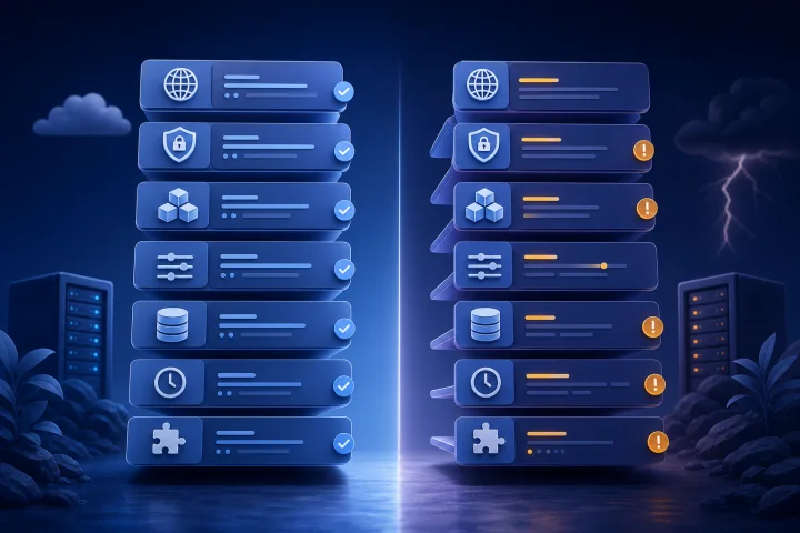 Un operatore tecnico confronta una baseline documentata della configurazione di un'applicazione con le impostazioni dell'infrastruttura in uso
